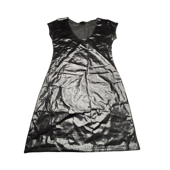 ⭐ NWT Kitten by Allure Flirty Wet-Look Mini Dress • Black • One Size ⭐ - Picture 3 of 8